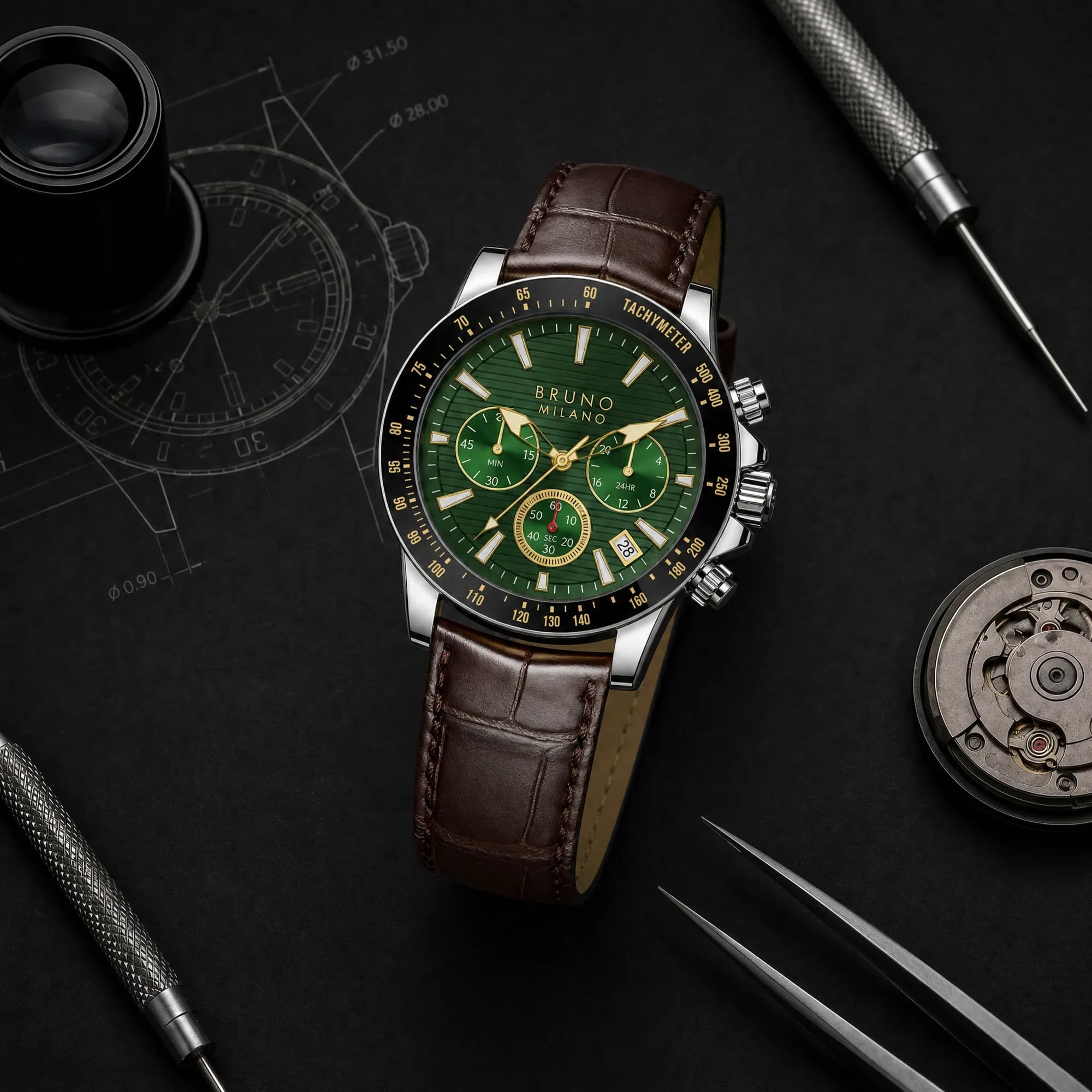 Bruno Milano watch with tools, made by Helium