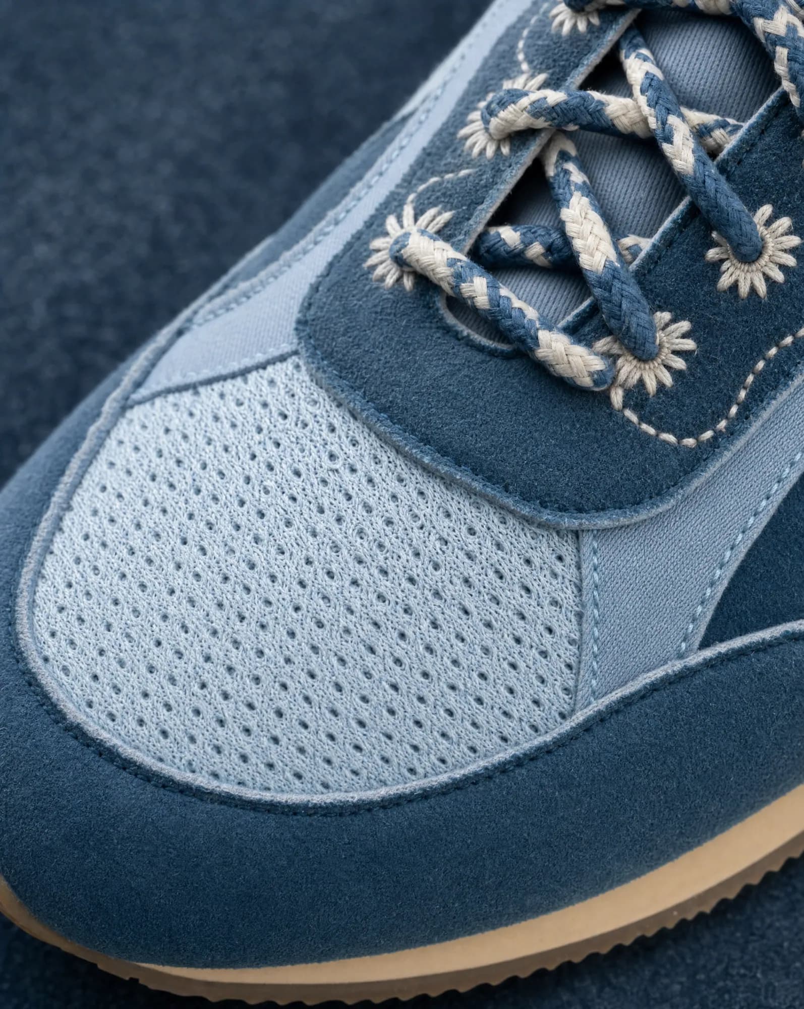 After: AI macro of the toe box, mesh and stitching