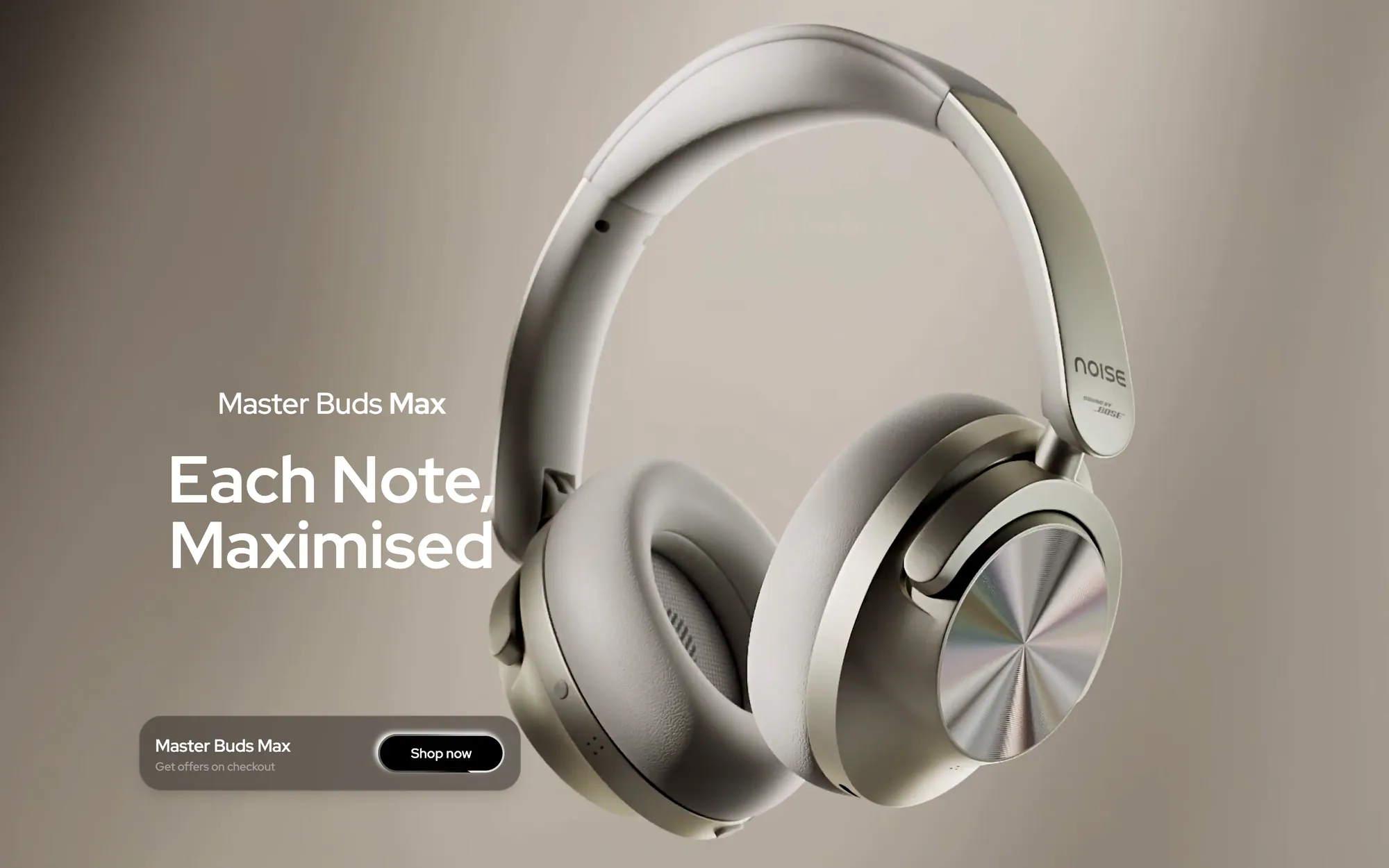 Noise Master Buds Max launch page: 'Each note, maximised'