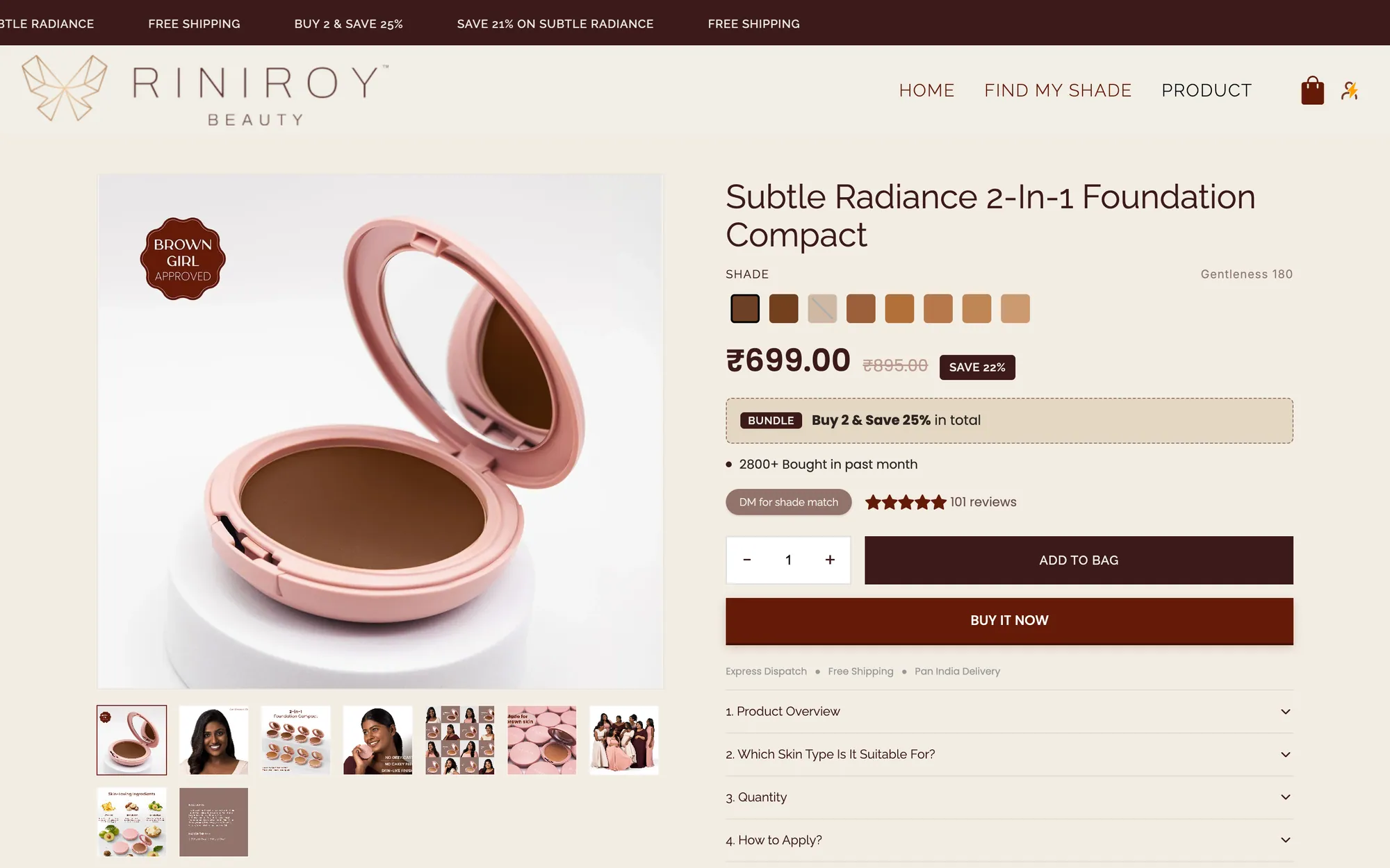 Rini Roy Subtle Radiance foundation compact product page