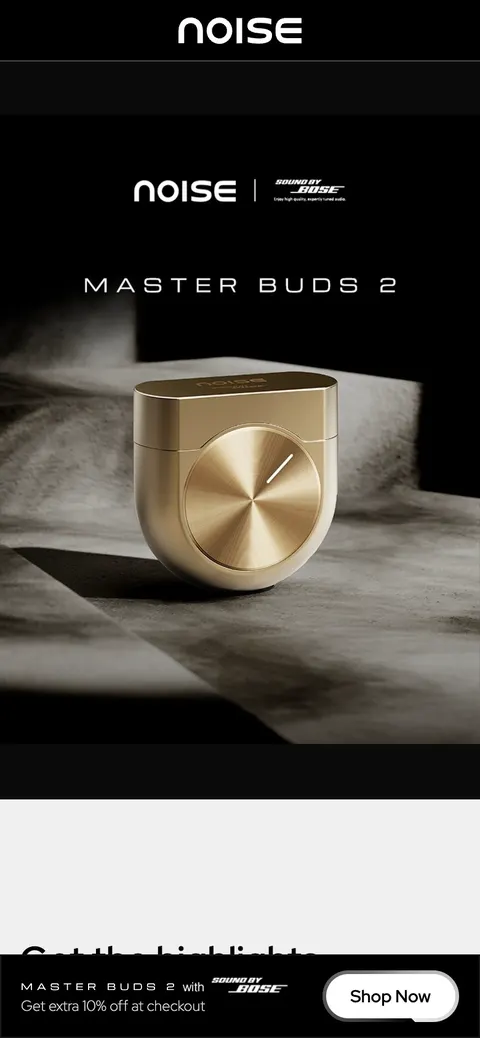 Noise Master Buds 2 launch page, mobile: recorded from the live page